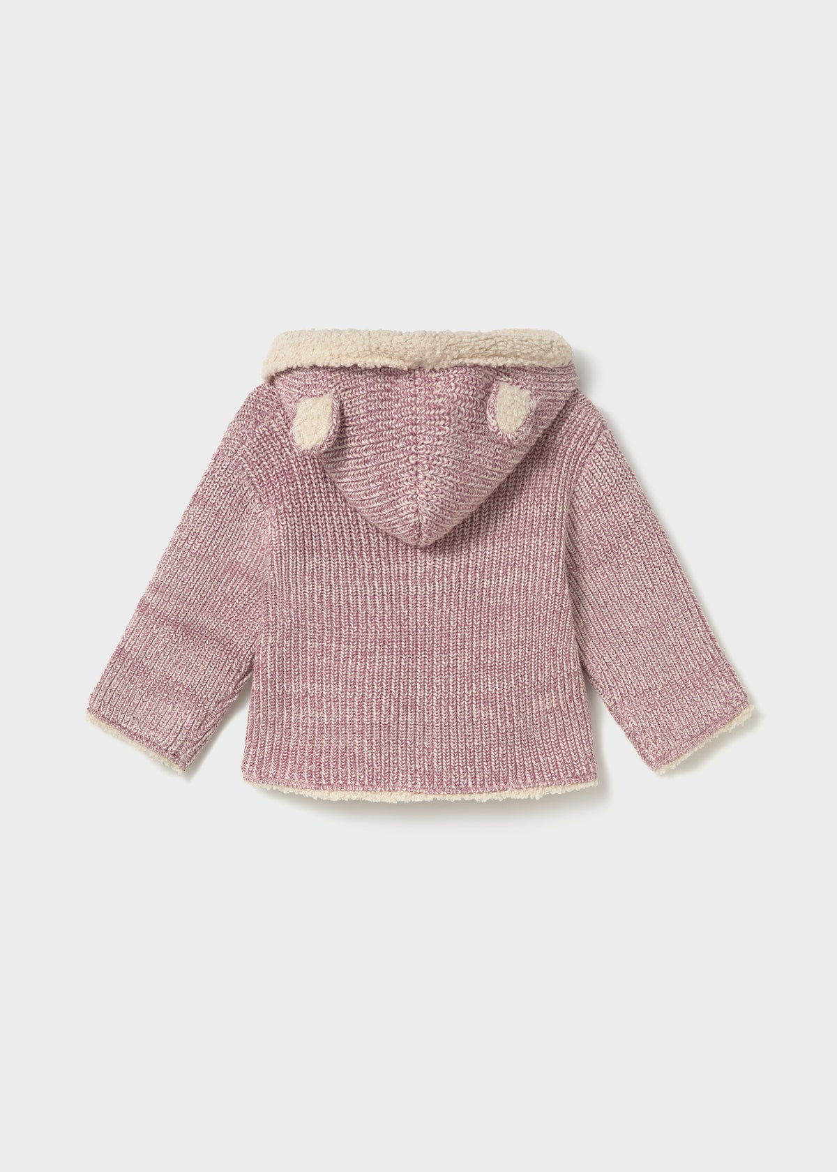 Mayoral 2441 toddler girl violet knit and sherpa reversible hooded coat - back