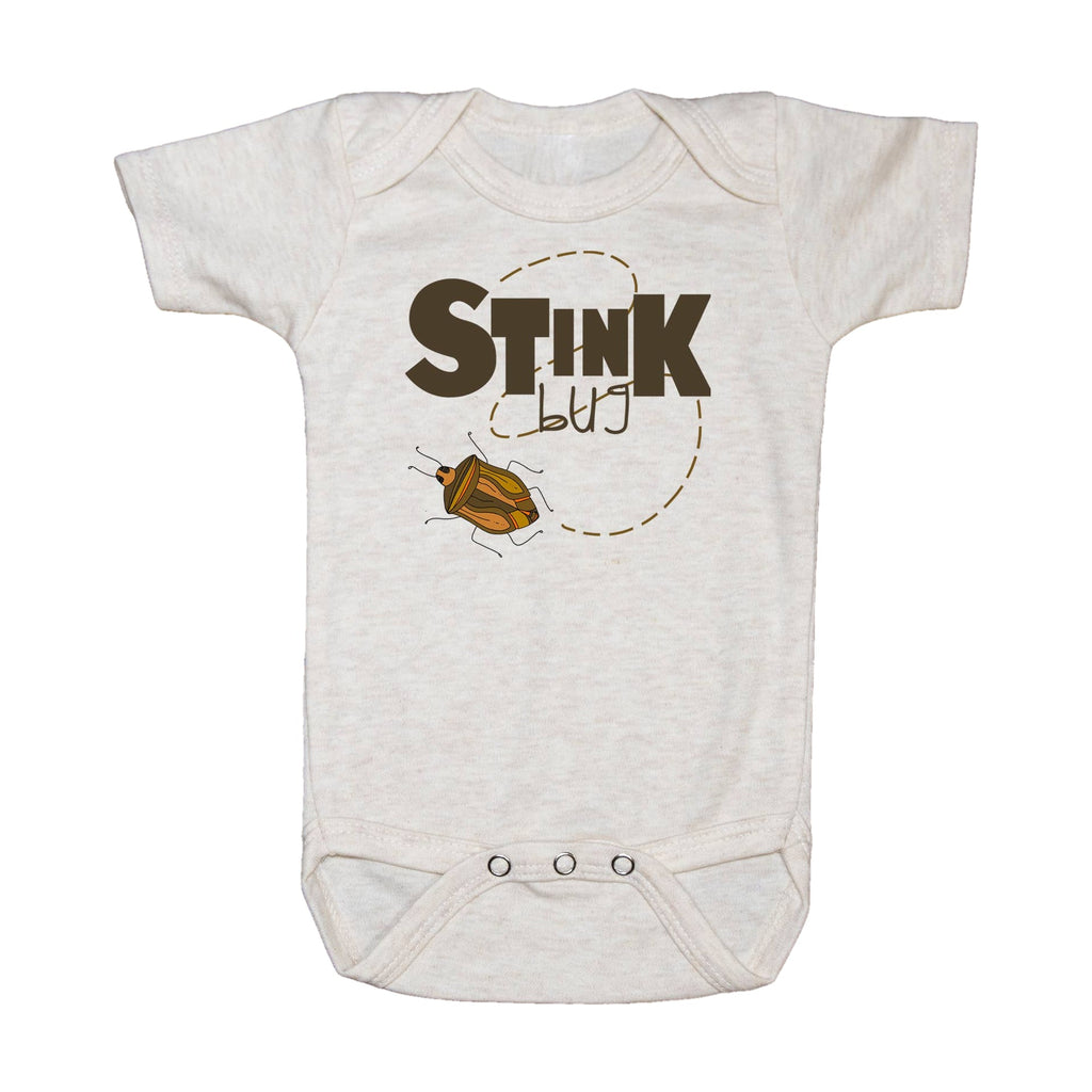 Baby lap shoulder graphic bodysuit, Stink Bug, front view