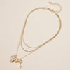 Layered Necklace with Lock, Key & Heart Charms: Gold / One / 4SN11049