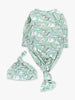 SoftSnooze™ Baby Girls Bamboo Knotted Sleep Gown and Bow Beanie Hat - Sage Green Safari