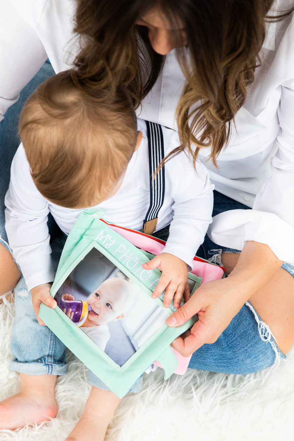 Baby's First Soft Photo Album, Baby Plush Interchangeable Photo Album - Mint Blue