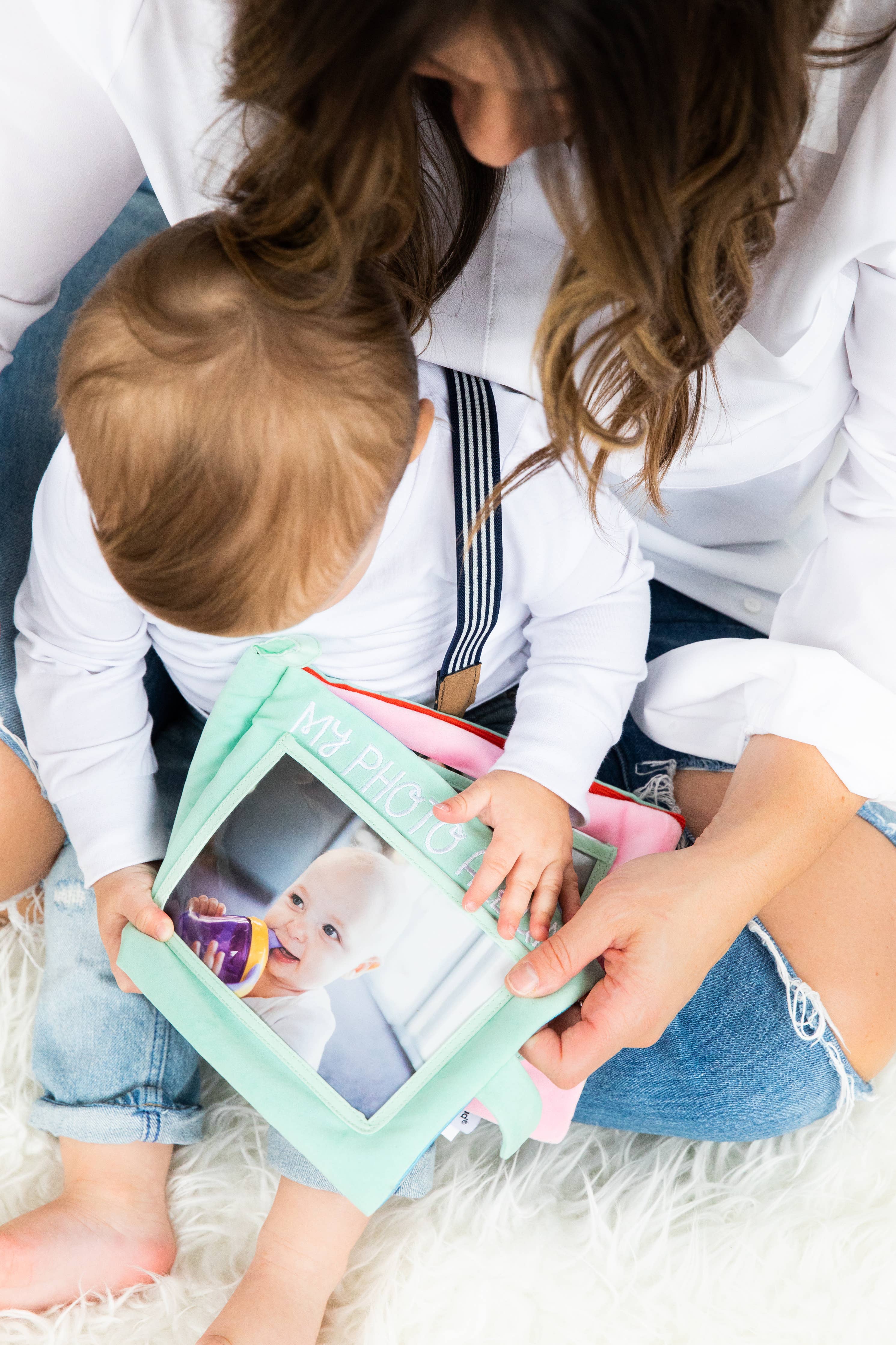 Baby's First Soft Photo Album, Baby Plush Interchangeable Photo Album - Mint Blue