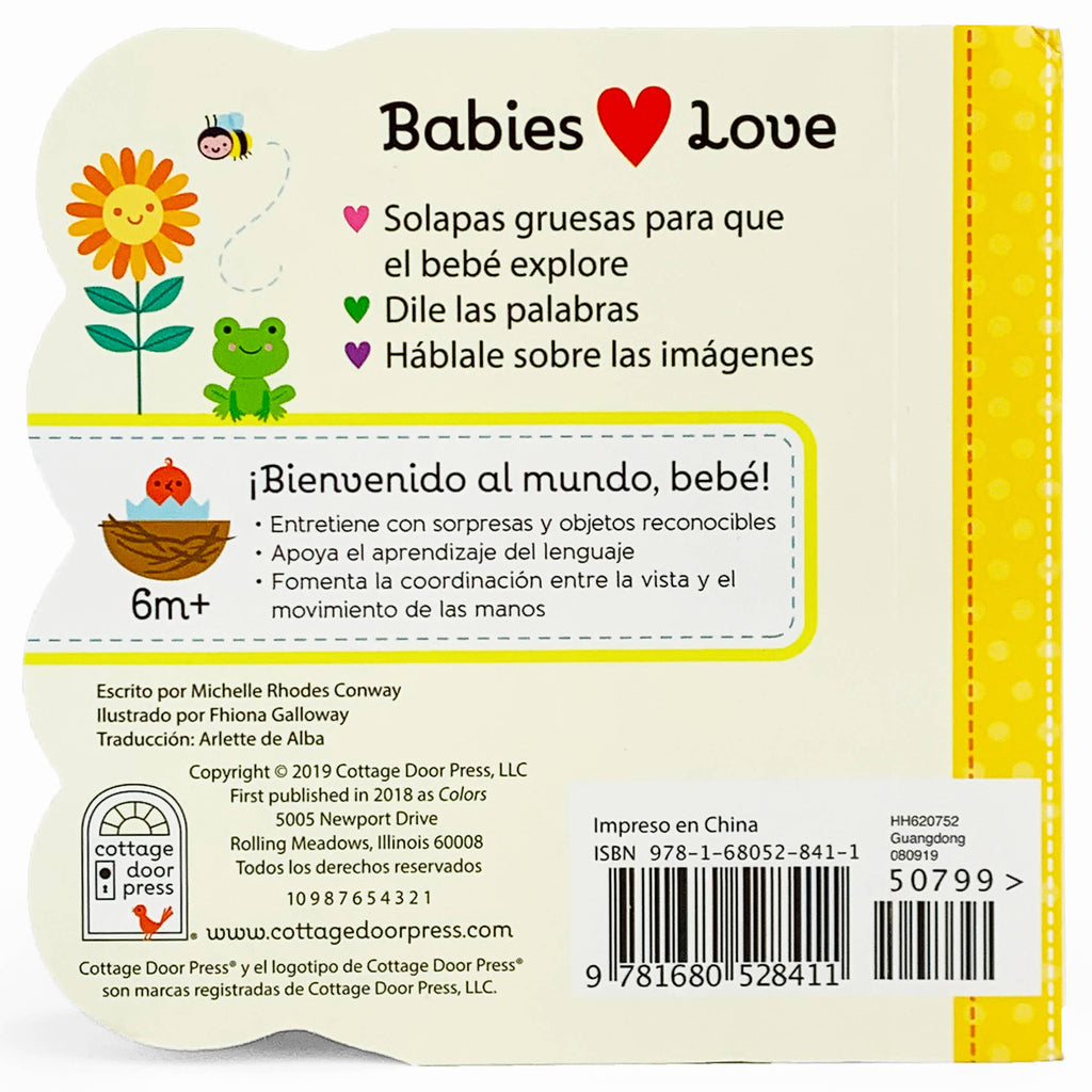 Babies Love Colores Spanish lift-a-flap board book, back cover