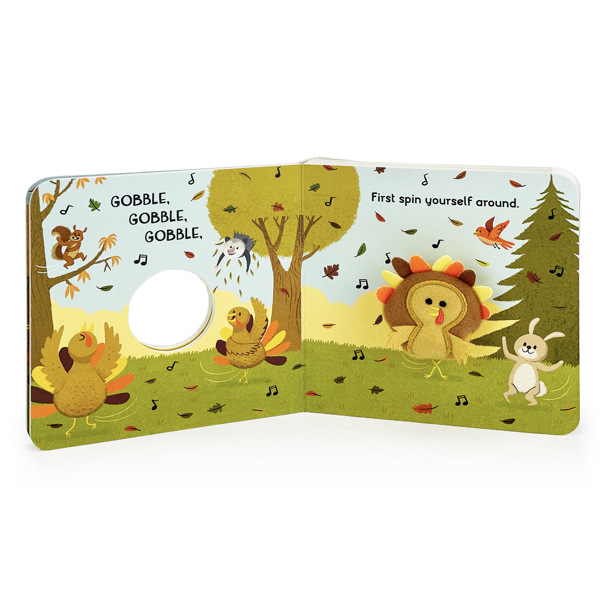 Gobble Wobble Thanksgiving finger puppet board book, inside pages