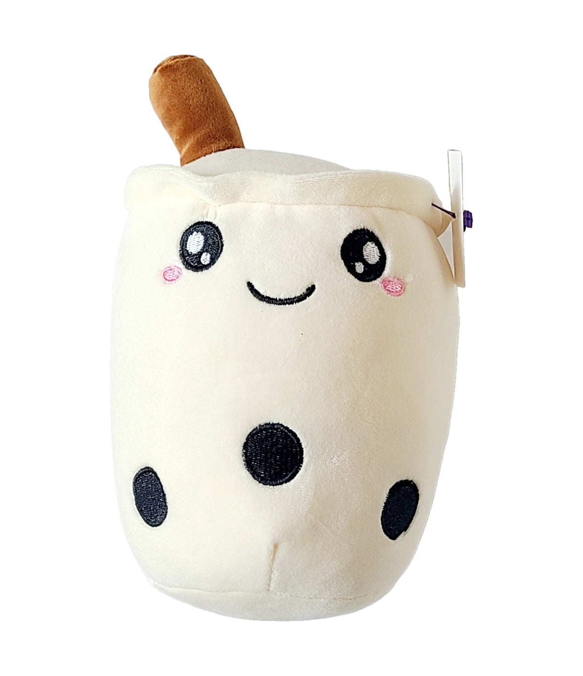 Boba milk tea plush toy, open eyes, front view