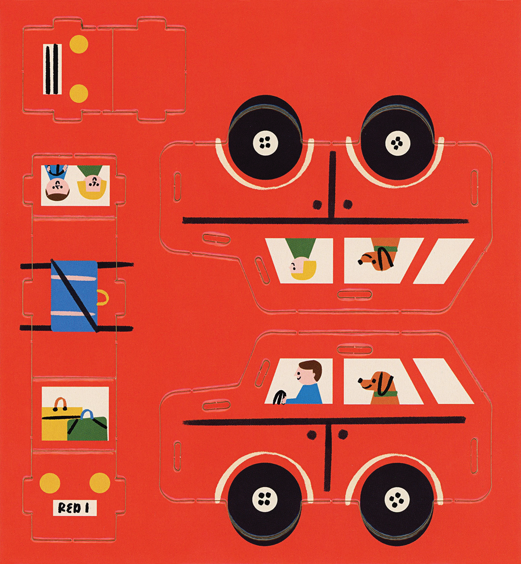 Busy Town 3D Play Set, press-out red car sheet