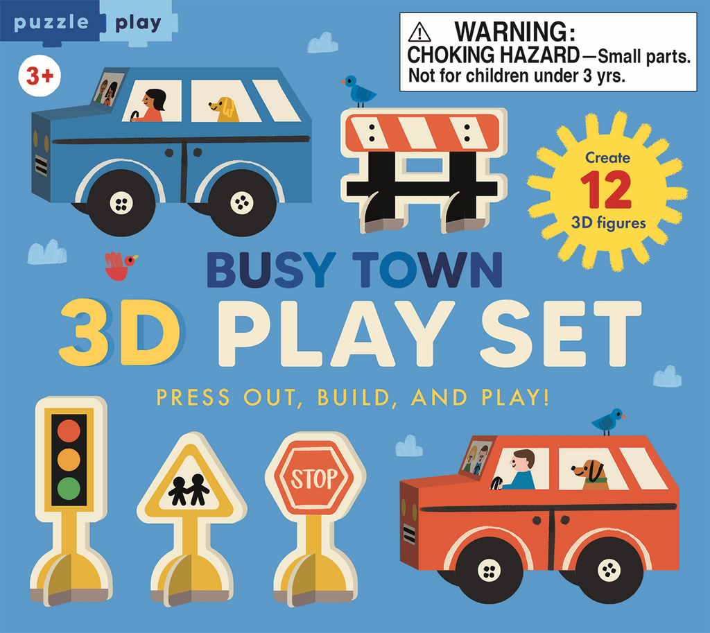 Busy Town 3D Play Set box, front cover with press-out cars and traffic signs