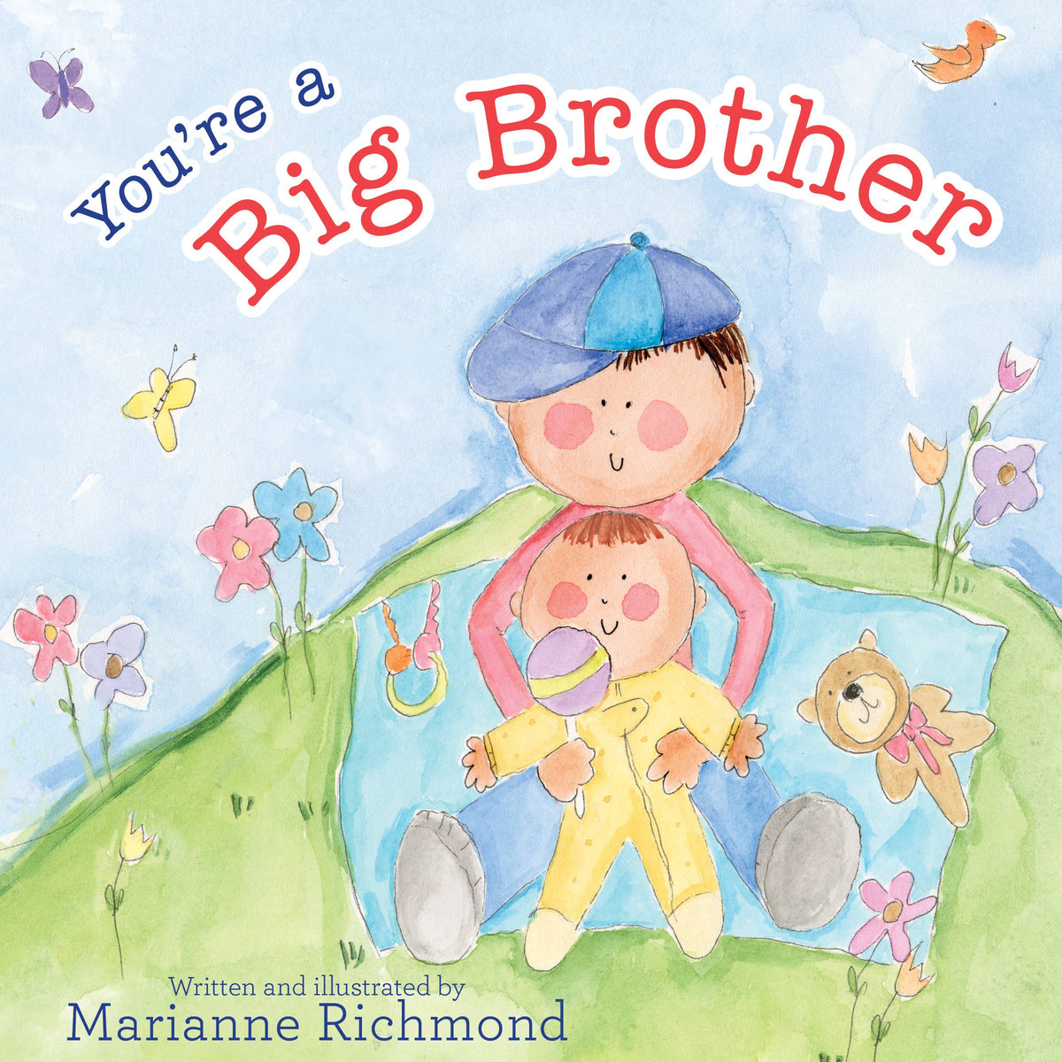 You're a Big Brother hardcover picture book, front cover with a boy holding a baby