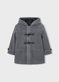 Mayoral 4472 mini boy charcoal grey classic hooded toggle duffle coat - front