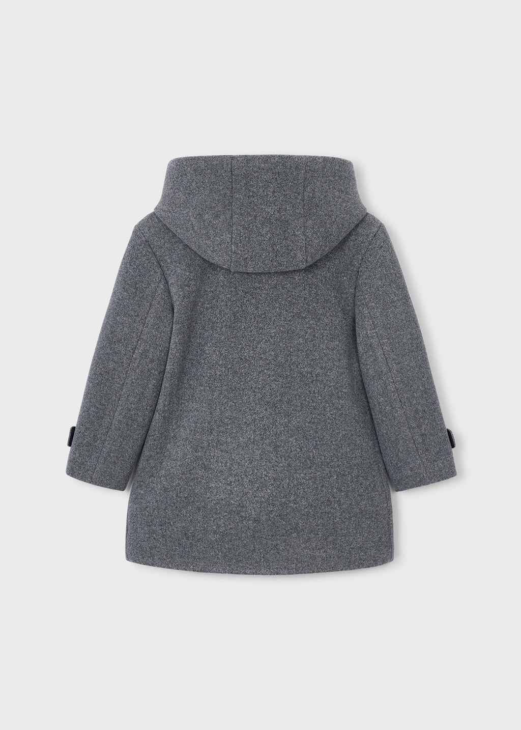 Mayoral 4472 mini boy charcoal grey classic hooded toggle duffle coat - back