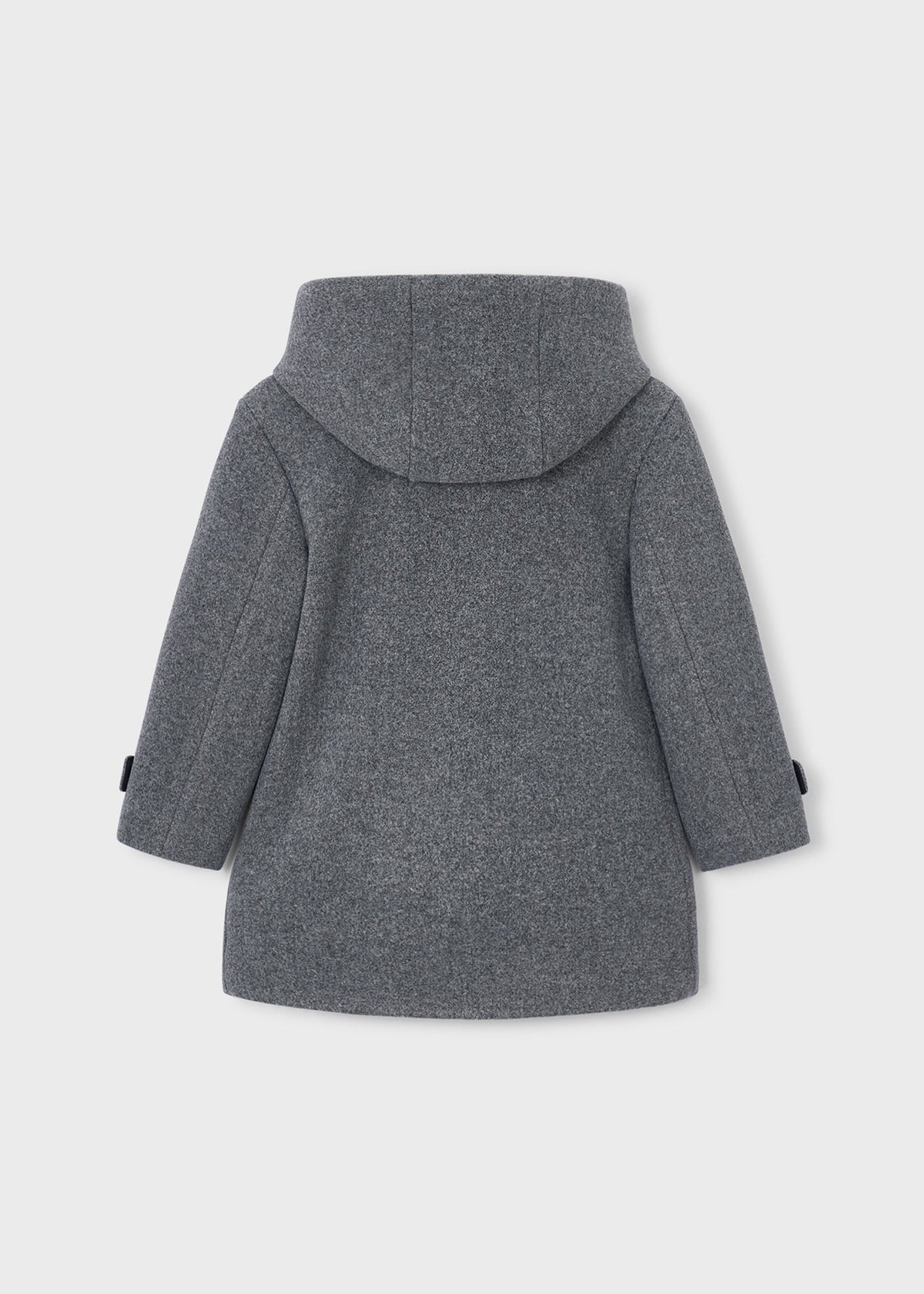 Mayoral 4472 mini boy charcoal grey classic hooded toggle duffle coat - back