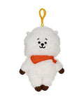 BT21 plush backpack bag clip, RJ, front view