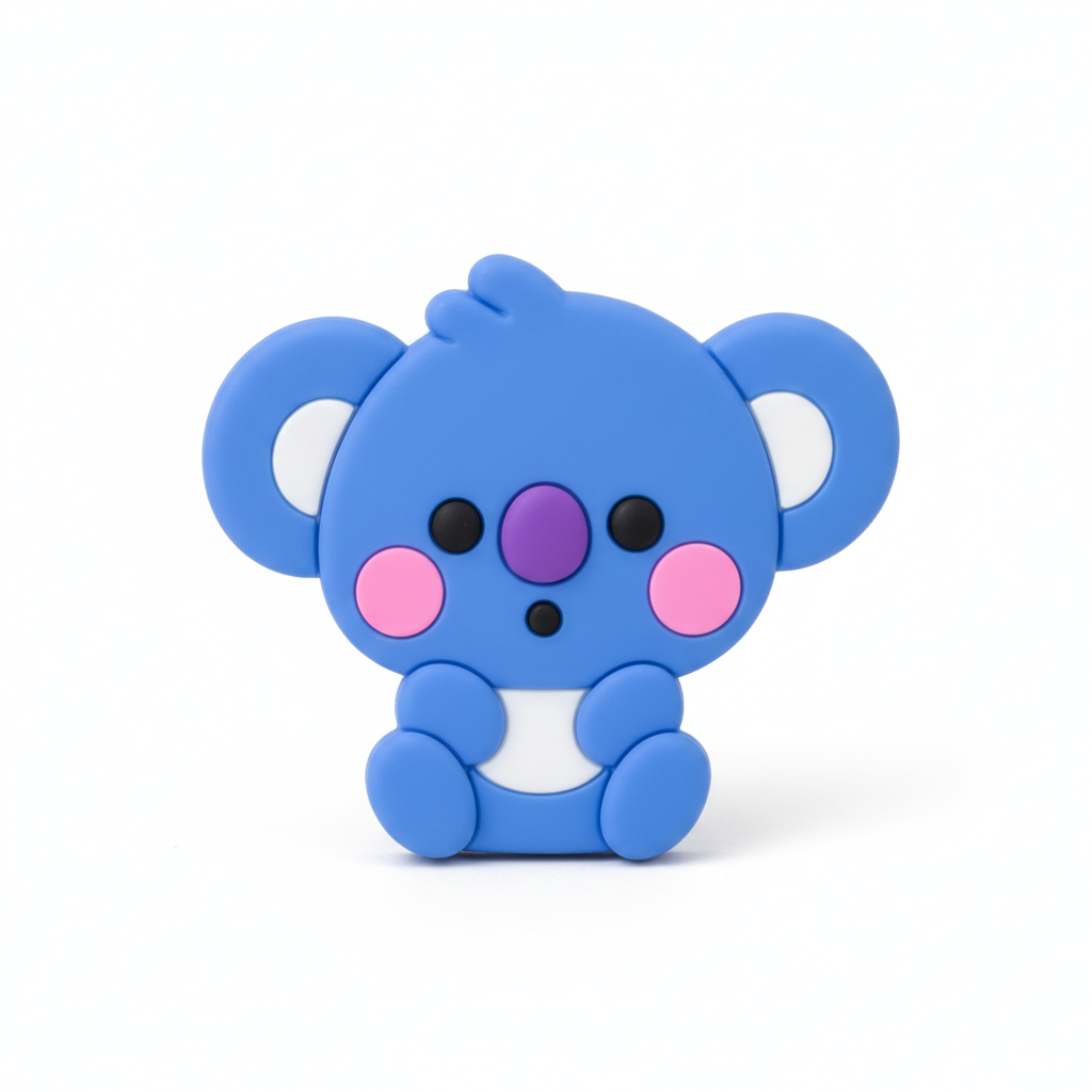 BT21 Koya blue koala silicone phone grip, close-up