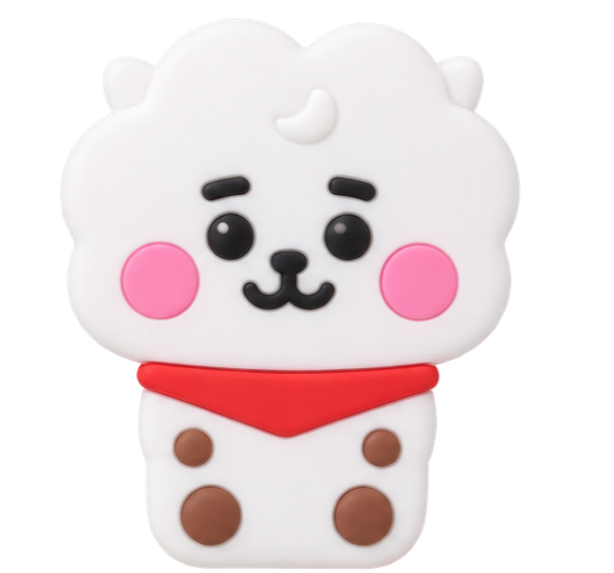 BT21 RJ white alpaca silicone phone grip, close-up