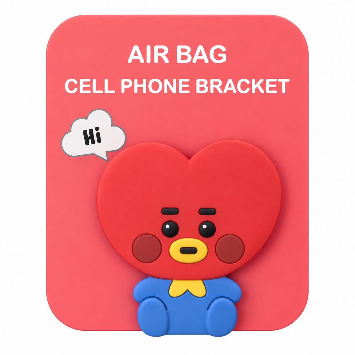 BT21 Tata red heart silicone phone grip, on its retail card