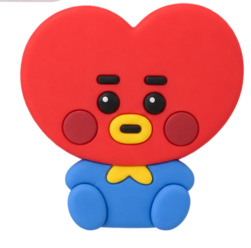 BT21 Tata red heart silicone phone grip, close-up