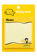 BTS Butter Suga sticky notes pad in yellow packaging