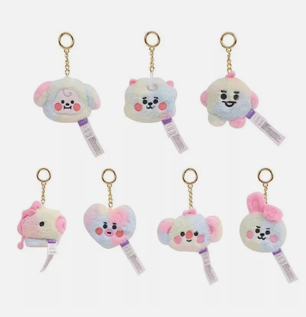 bts designed plush bag charms and plush toys and key rings. Rainbow plush bt21