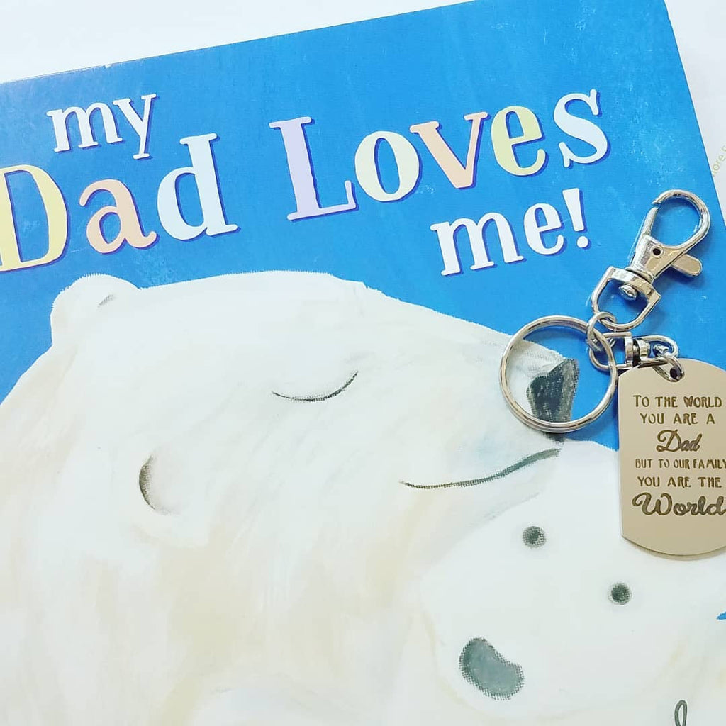 Silver Plated Dad Key Chain - Dad, You Are The World