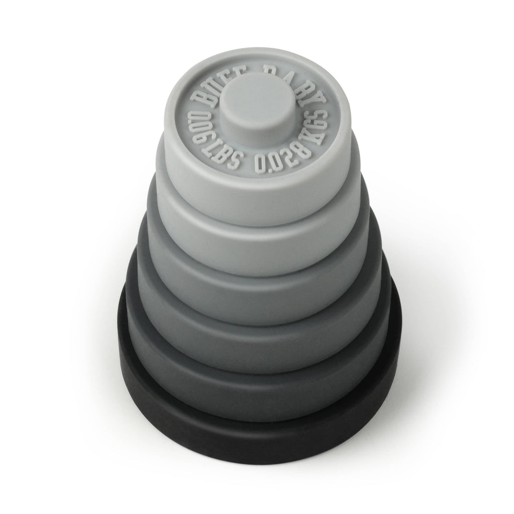 Fred & Friends Buff Baby weight plate stacker and teether, stack, side view