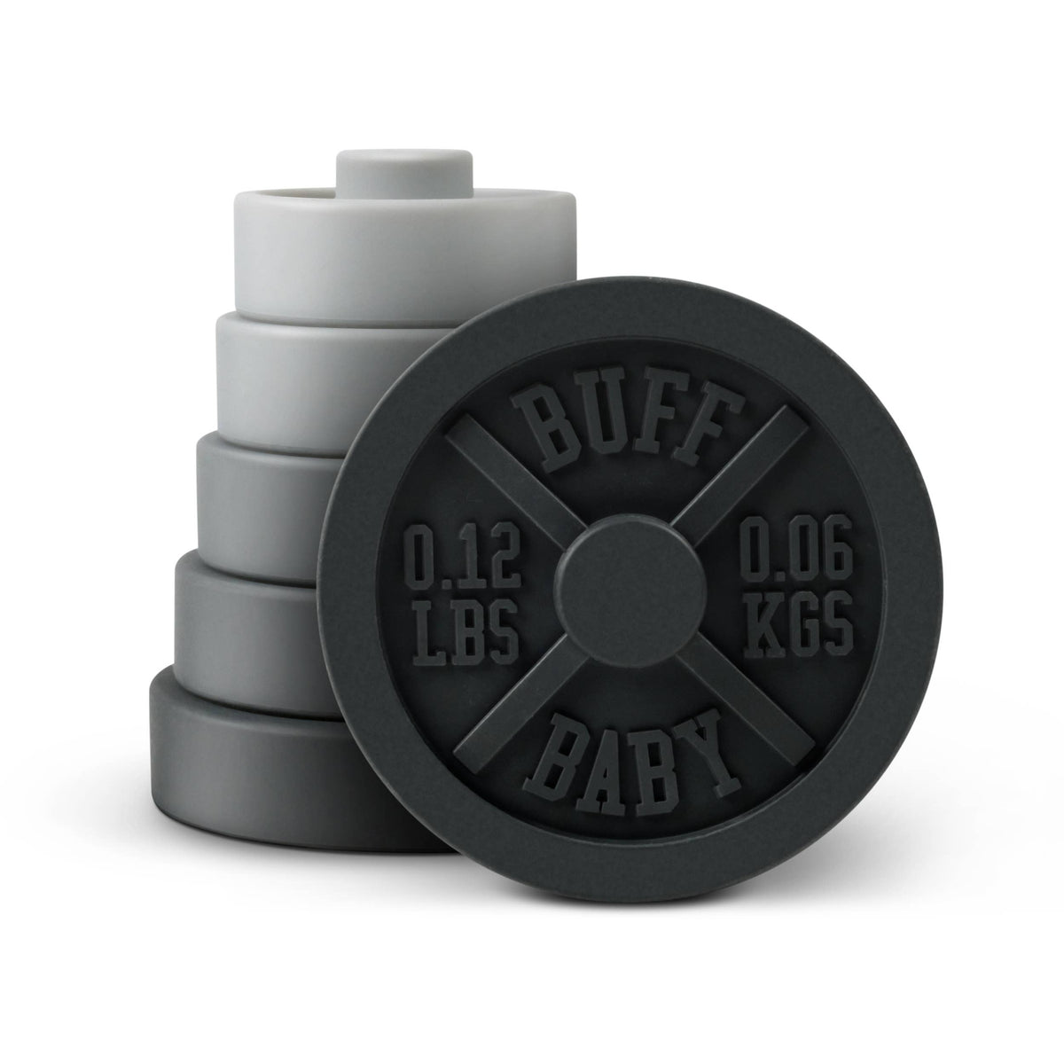 Fred & Friends Buff Baby weight plate stacker and teether, stacked