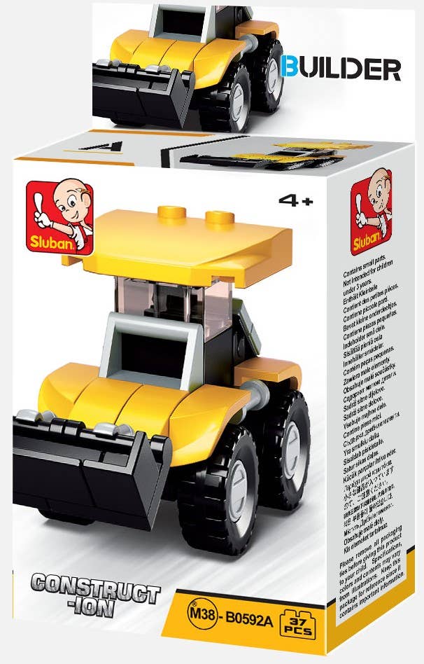 Construction vehicle building brick blind pack, box
