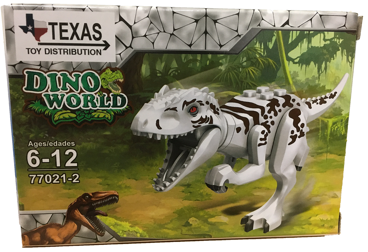 Dinosaur building brick blind pack, T-rex box