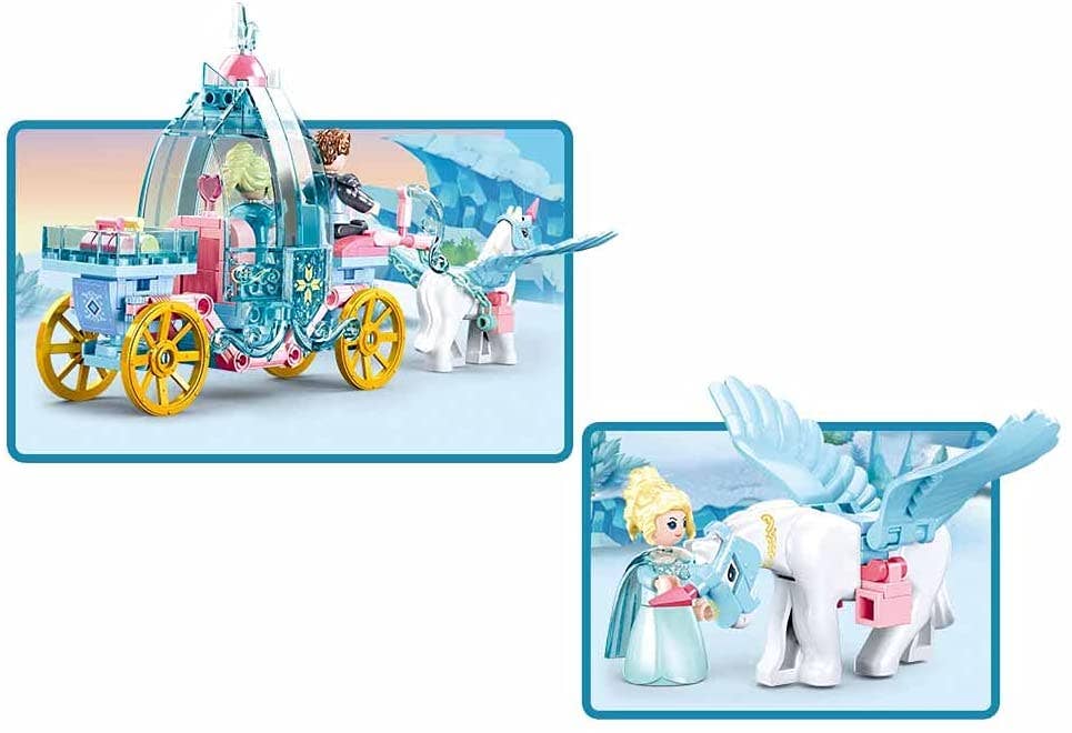 Winter princess carriage building brick kit, build detail