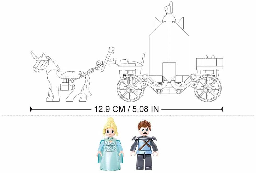 Winter princess carriage building brick kit, dimensions