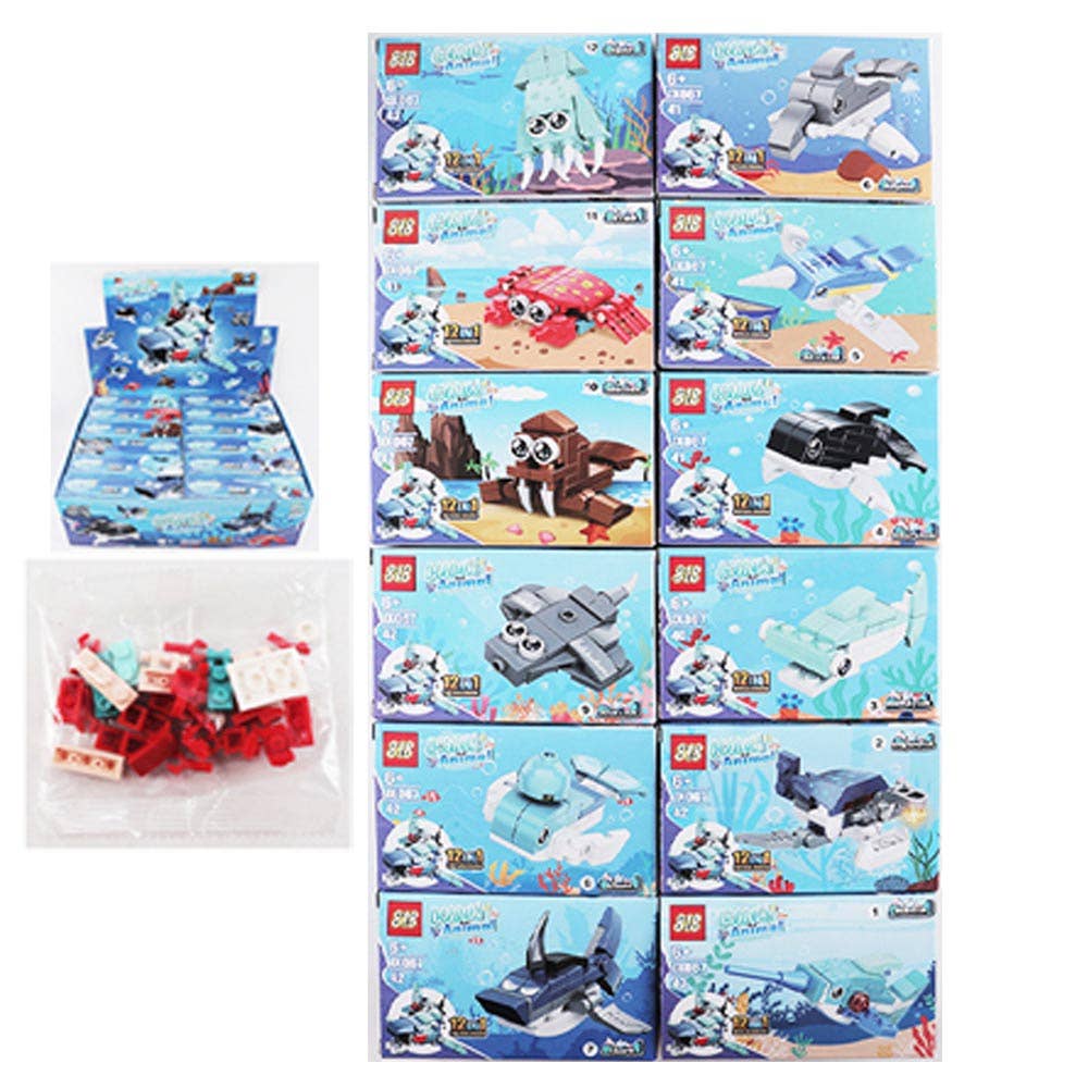 Ocean animal building brick mini sets, assorted boxes