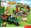 Pig farm and tractor building brick kit, box