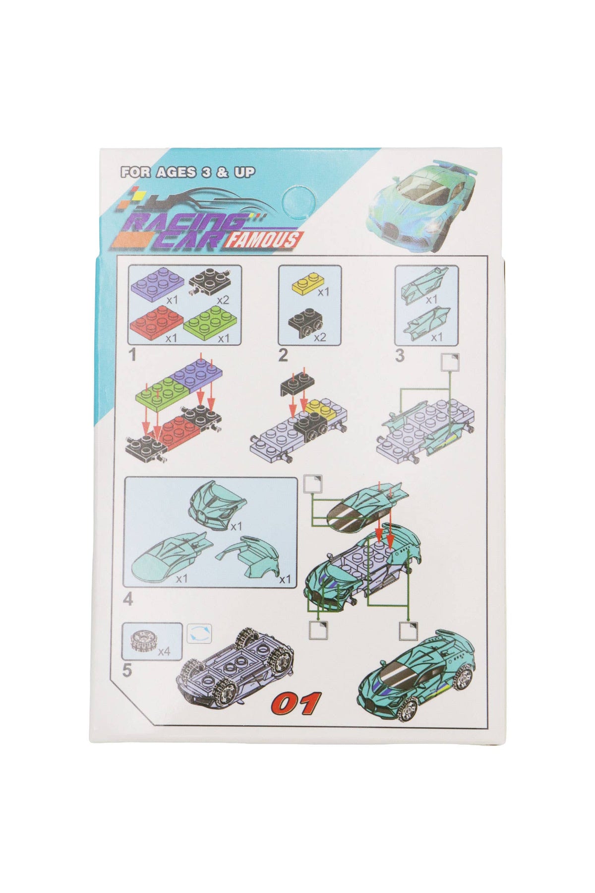 Racing car builder bricks mini kit, instructions