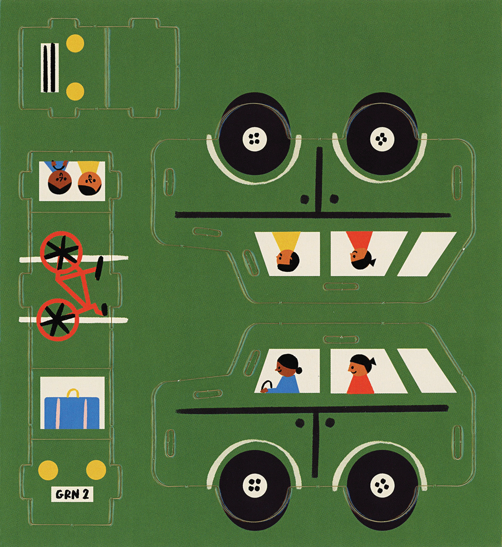Busy Town 3D Play Set, press-out green car sheet