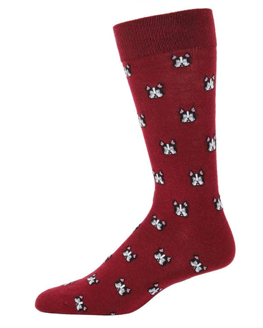 Men's Cashmere Blend Crew Socks - Frenchies, Cabernet Red, O/S 10-13