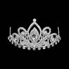 Marquise Stone Pointed Rhinestone Paved Princess Mini Tiara with Comb: Silver Clear
