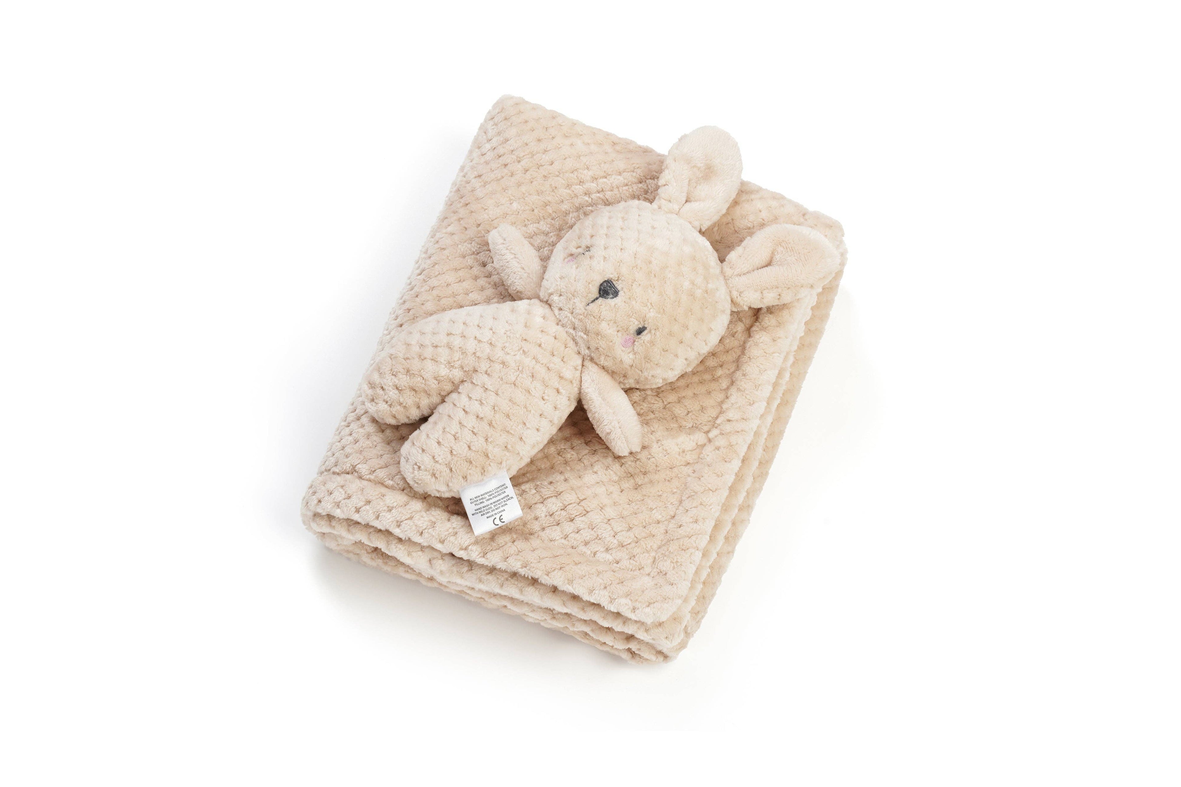 Minky Plush Baby Blanket with Plush Cuddle Toy: Beige Bunny