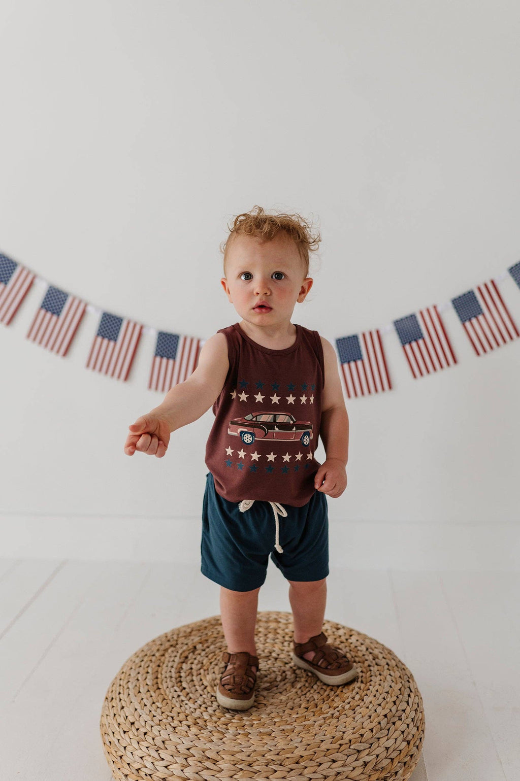 Toddler and Mini Boy's Bamboo Tank Top, Hot Rod Brick