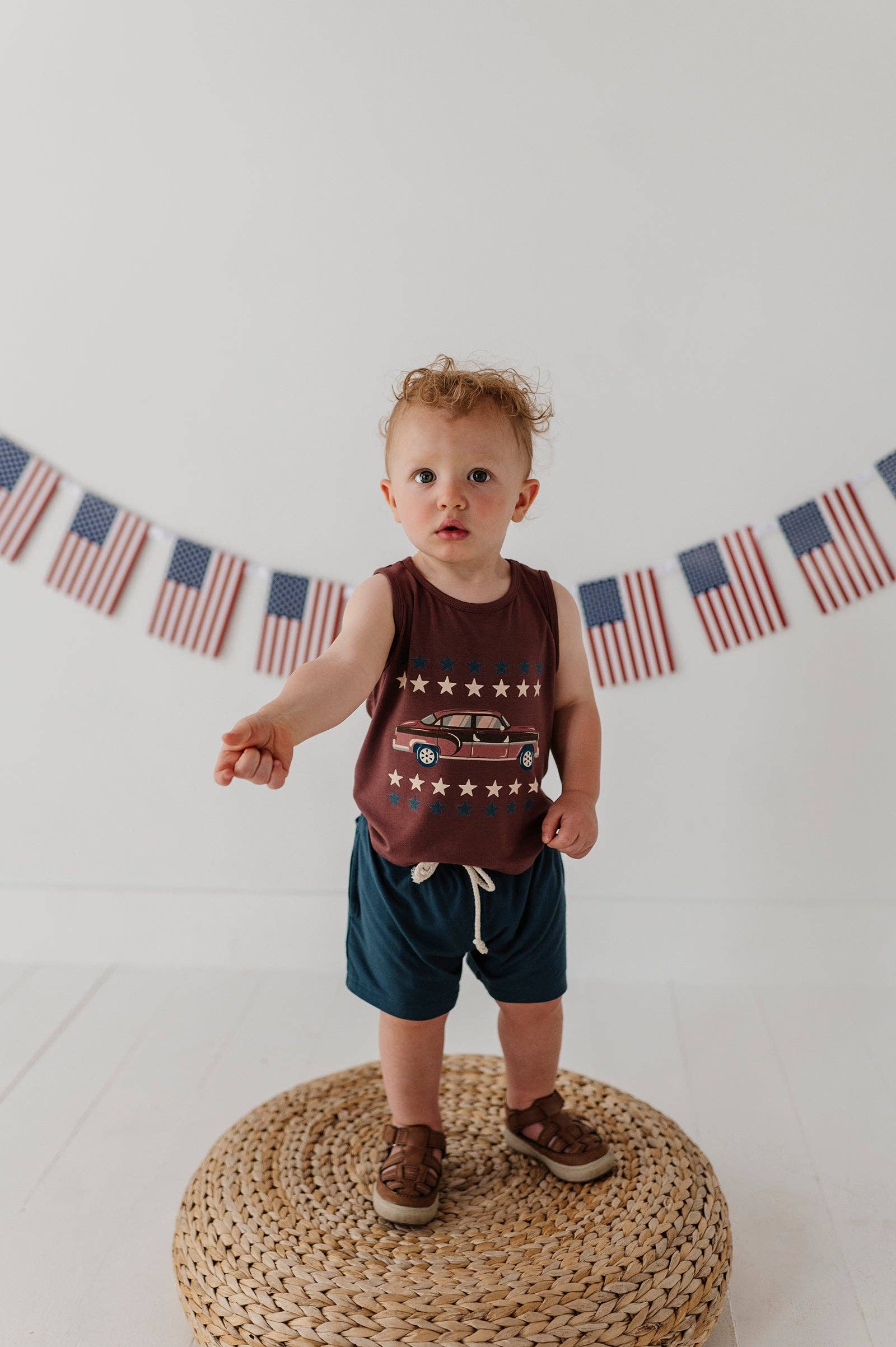 Toddler and Mini Boy's Bamboo Tank Top, Hot Rod Brick