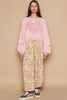 POL Round Neck Heart Patch Zipper Point Sleeve Sweater, Candy Pink