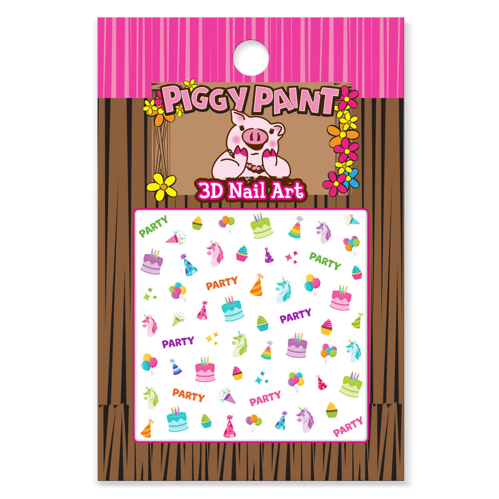 Piggy Paint Non-Toxic Nail Art Kids Nail Stickers - Birthday Bash