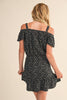 Tween and Teen Girls 2PC Off-Shoulder Top and Ruffled Skirt Set - Black Mini Floral