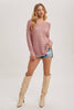 Bluivy Reverse Seam Relaxed Loose Fit Sweater - Rose Pink