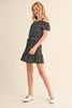 Tween and Teen Girls 2PC Off-Shoulder Top and Ruffled Skirt Set - Black Mini Floral