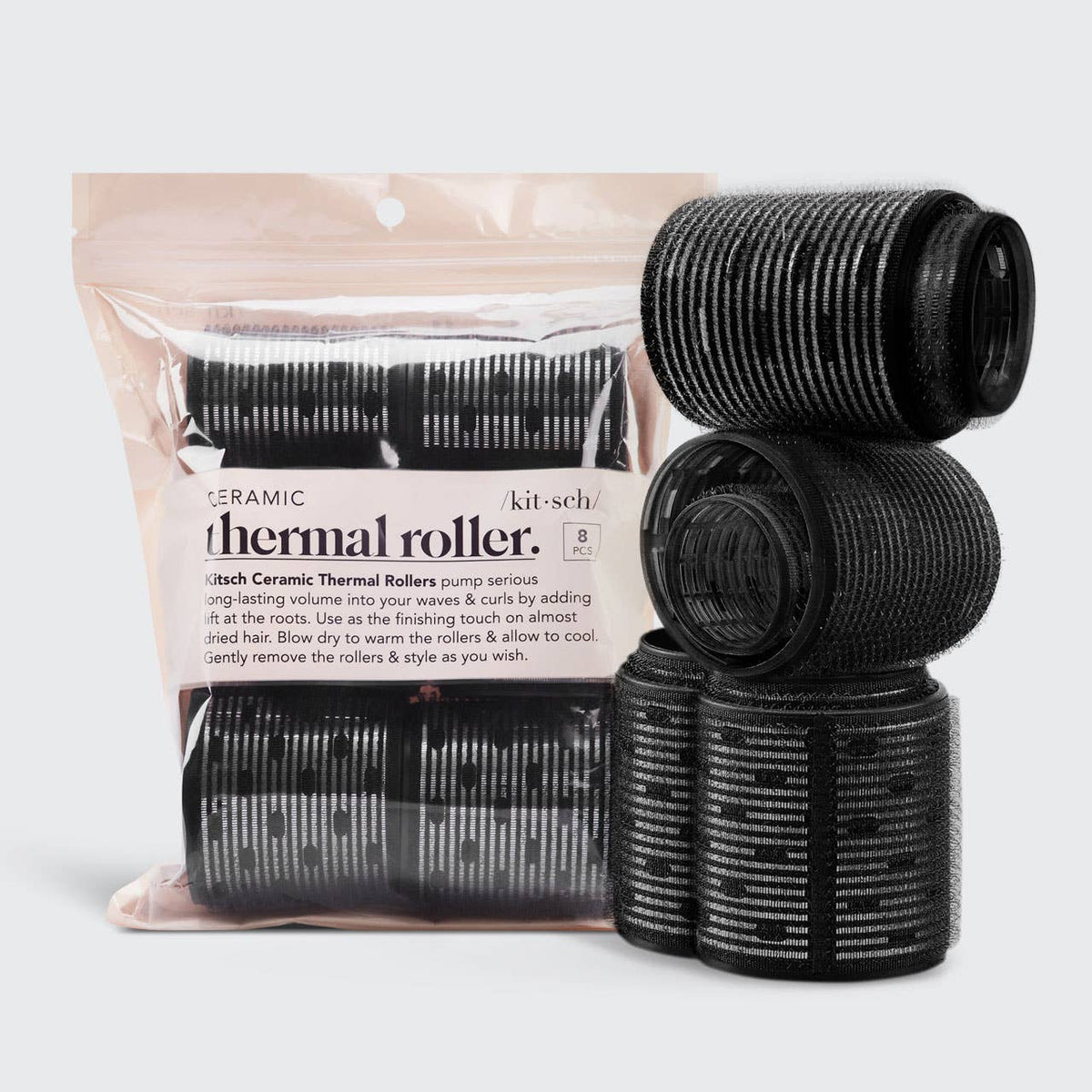 Kitsch black ceramic thermal hair rollers, in the package