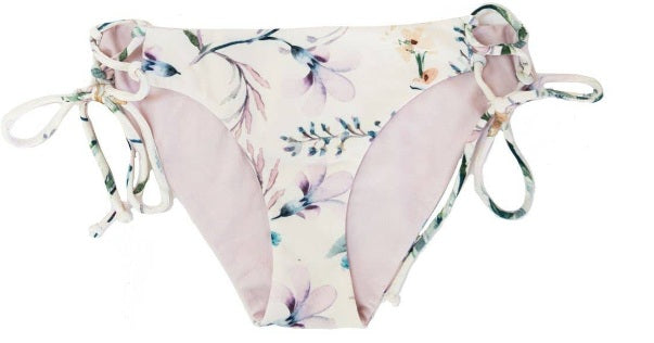 Tween/Teen Reversible Eco-friendly, Sustainable Swim Bottom - Isla Corsica Nat/Lt Lavender, Side Tie