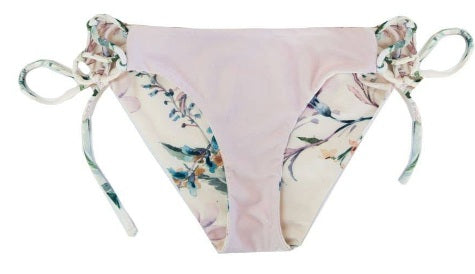 Tween/Teen Reversible Eco-friendly, Sustainable Swim Bottom - Isla Corsica Nat/Lt Lavender, Side Tie