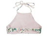 Tween/Teen Reversible Eco-friendly, Sustainable Swim Halter Top - Isla Corsica Natural Floral/Lt Lavender
