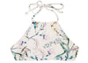 Tween/Teen Reversible Eco-friendly, Sustainable Swim Halter Top - Isla Corsica Natural Floral/Lt Lavender