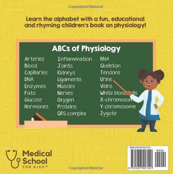 ABCs of Physiology children's book, back cover