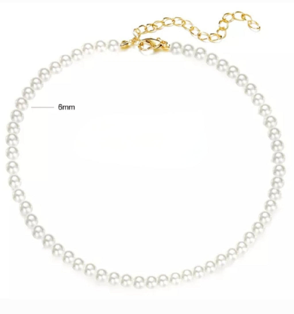 Classic faux pearl necklace, 6mm, necklace